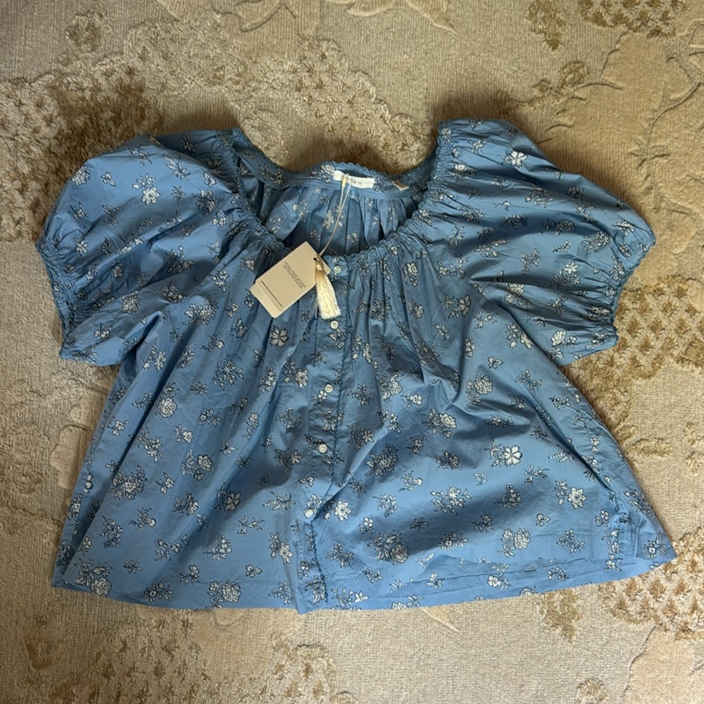 New Dôen Blue Floral Women's Top, Jane top